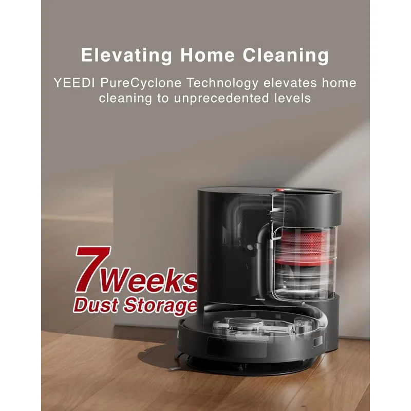 Yeedi C12 PRO PLUS Robot Vacuum and Mop, 8000Pa Strong Suction, 7-week Dust Storage, Bagless Dust Container, PureCyclone Tech