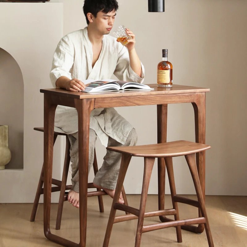 

Minimalist small bar black walnut tasting table for two household small desk