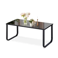 Table basse moderne rectangulaire en verre trempé, table à thé centrale pour salon avec cadre en métal, table d'appoint pour réception 1