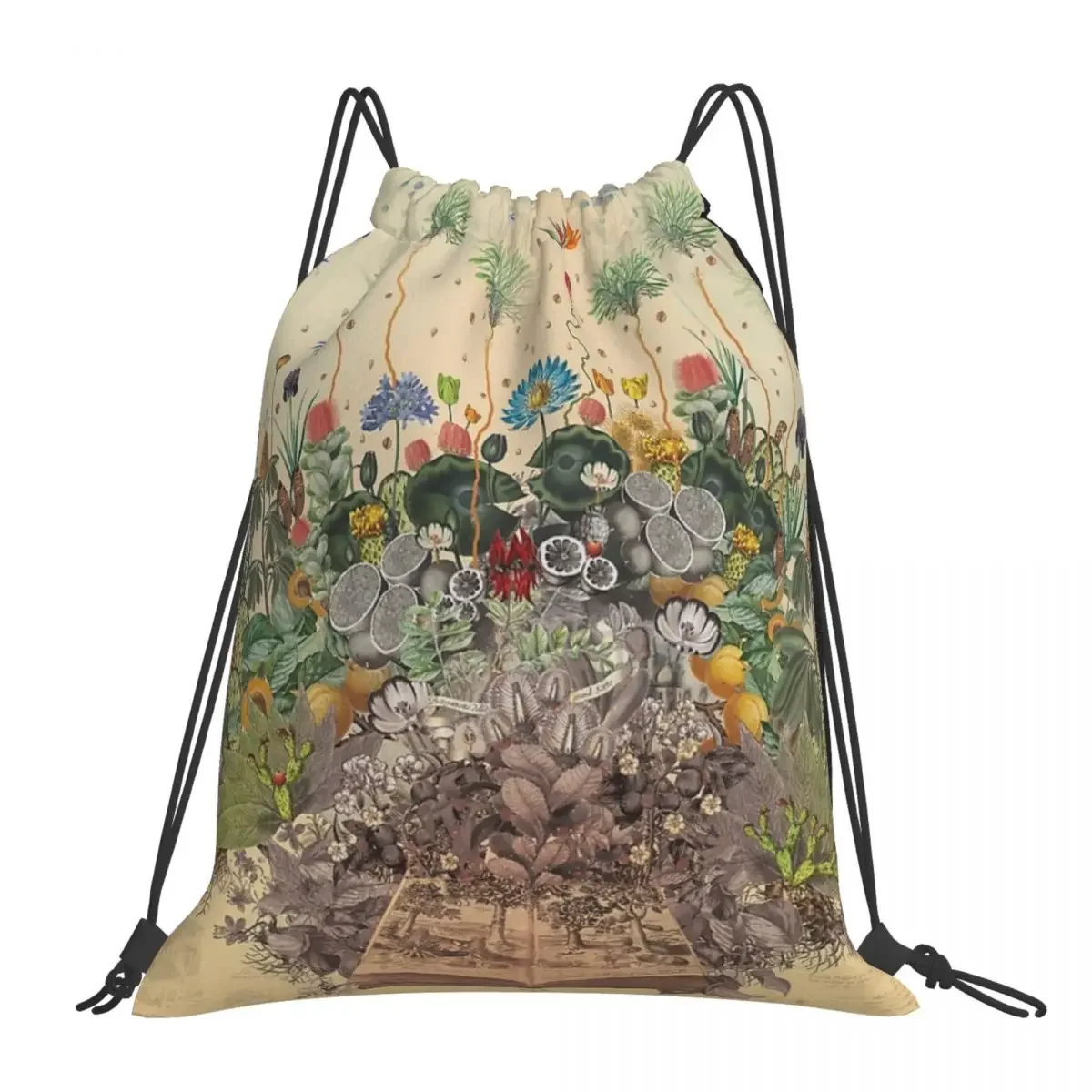 

FANTASTIC BOTANICAL Backpacks Casual Portable Drawstring Bags Drawstring Bundle Pocket Sundries Bag BookBag For Travel School