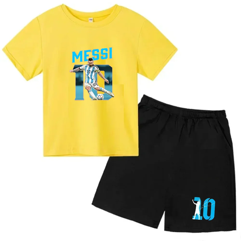 thumbnail image 1 of Conjuntos de 2 camisetas y pantalones con estampado de Super Soccer Star No. 10 para niños de 3 a 14 años, ropa de calle para niños y niñas, 1 of 5