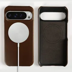Premium Oil Wax Genuine Leather Magnetic Phone Case with Magsafe Protection - Google Pixel 11 (Light Brown 5219)