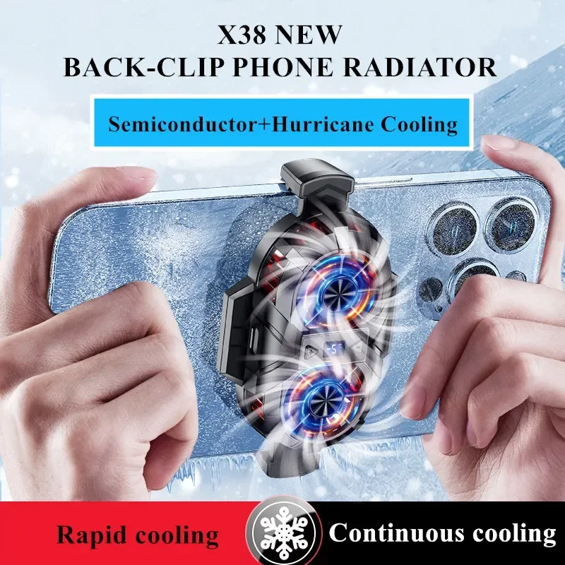 

X38 Dual-core Silent Mobile Phone Semiconductor Back-clip Universal Radiator for PUBG Game Cooler for IOS Android Cool Heat Sink
