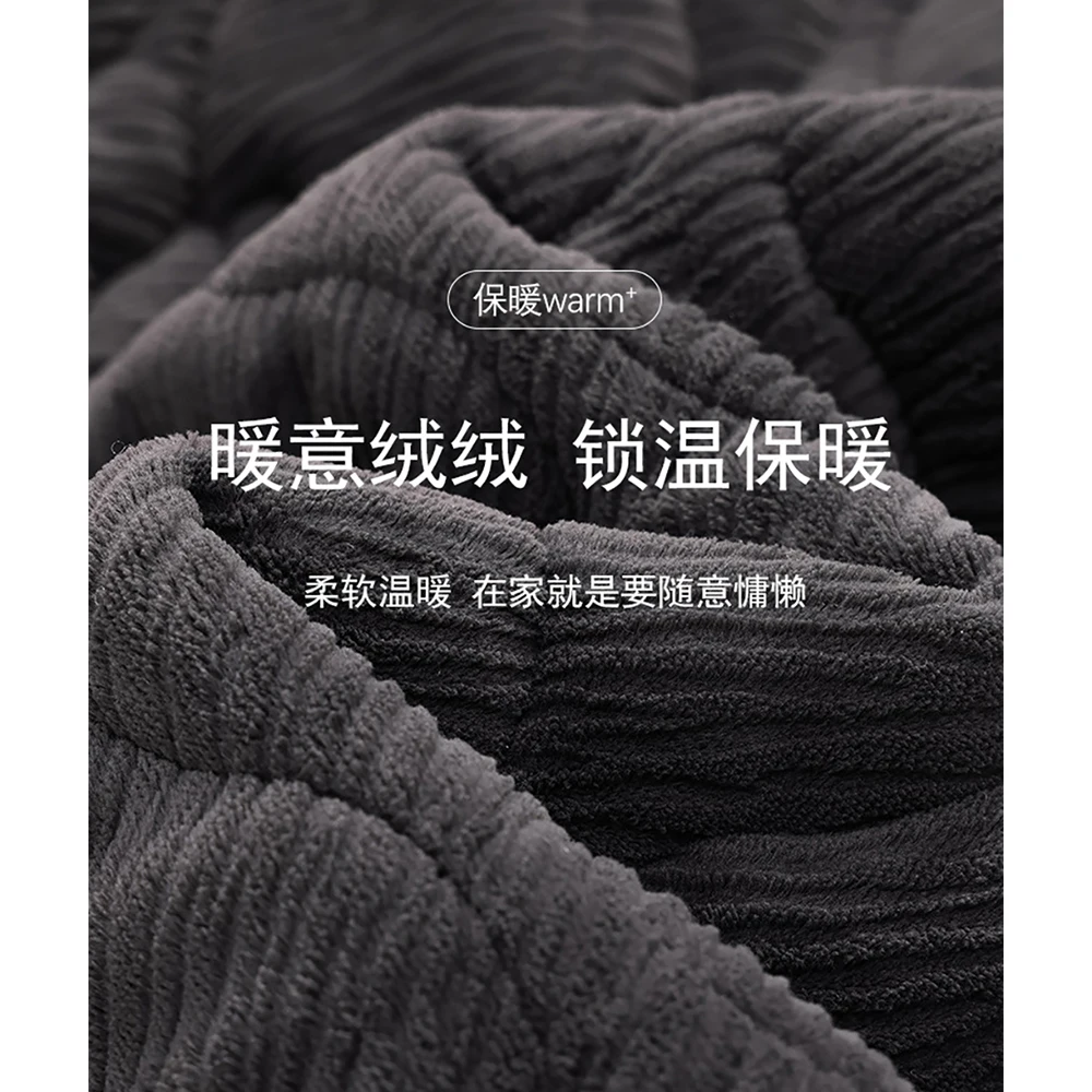 3-layer Super Thick Warm Men Winter Flannel Pajama Luxury Solid Embroidery Sleepwear Pajamas Set Comfortable Casual pyjama homme