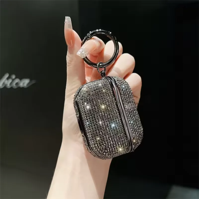 Deluxe Plated Sparkling Diamond Bluetooth Headphone Case with Keychain - Shockproof Earphone Cover