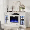 58” Fireplace TV Stand, TV Table for TVs up to 65 Inch, Entertainment Center with 23" Electric Fireplace, Glass Doors 3