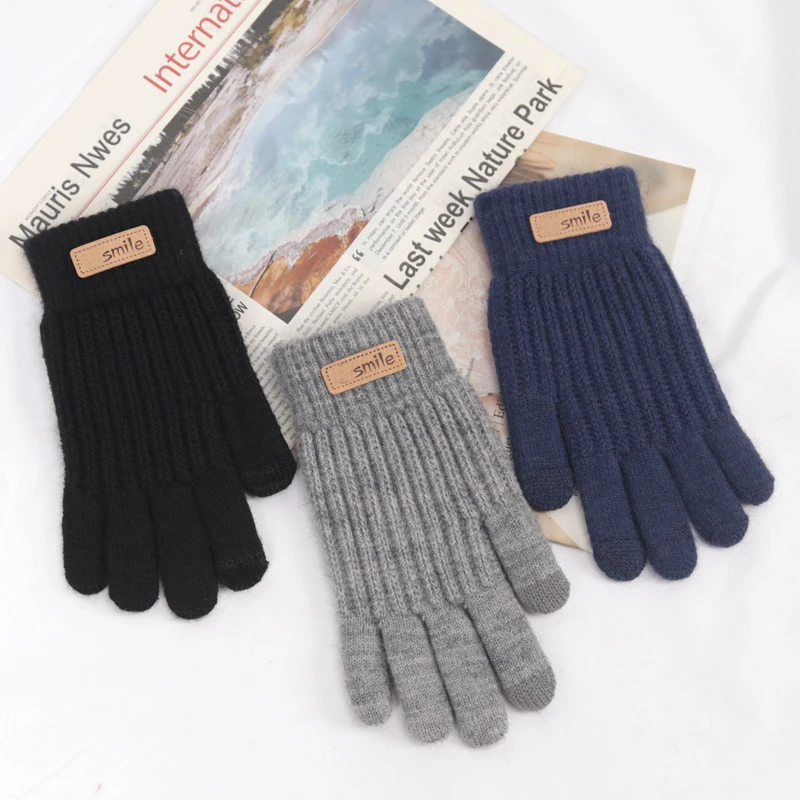 Knitted Gloves Winter Touchscreen Thicken Warm Wool Cashmere Mitten Winter Gloves