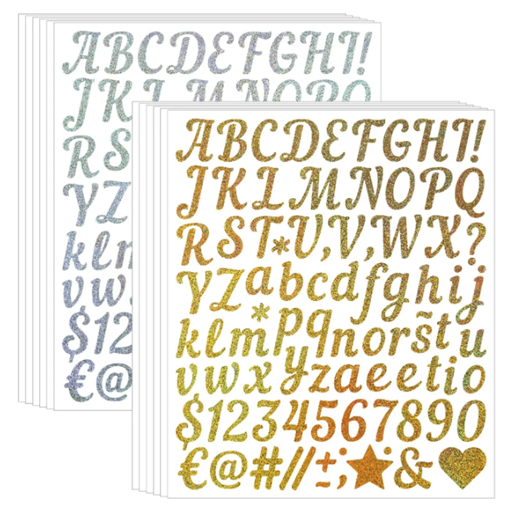 Colorful Letter Stickers Self-Adhesive vinyl Alphabet Number Sticker for Grad Cap Decoration DIY Crafts Making Supplies 2Sheets