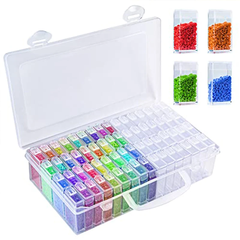ARTDOT Boîte de rangement 64 pots Kits de peinture diamant