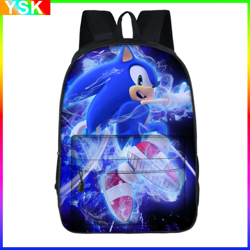 

Sonic with Compartments Primary and Middle Students Schoolbag Sport Backpack Boy Girls Anime kawaii Lightening zipper shoulders