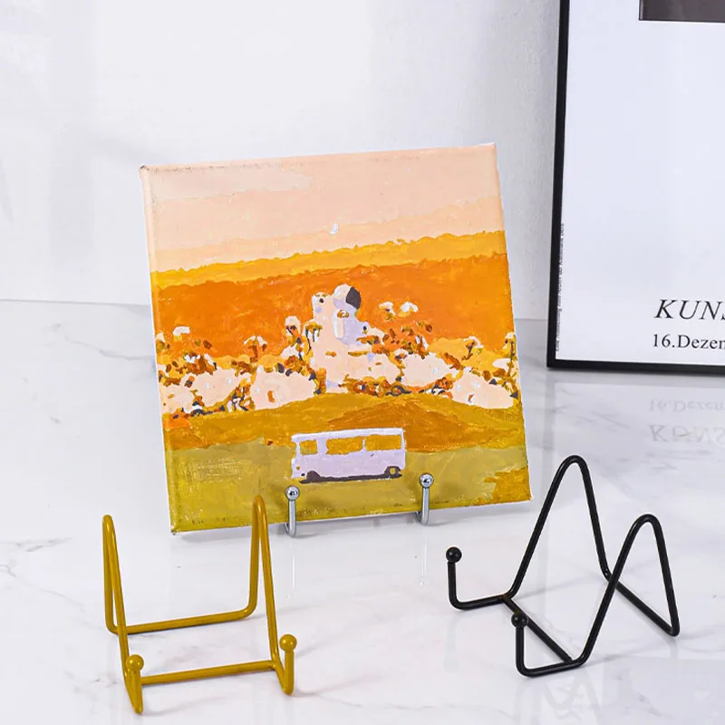 1pc Plate Display Stand Picture Easel Metal Plate Stands Holder Display Pictures Frame Photo Decorative Dish Tabletop Arts, Plate Display Stand