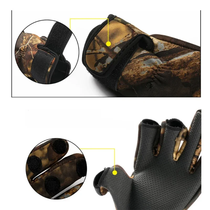 Fingerless Gloves Fishing Gloves Outdoor Winter Fishing Gloves Waterproof Mitten Three Fingers Cut Anti-slip Climbing Glove Hiking Camping Riding Gloves