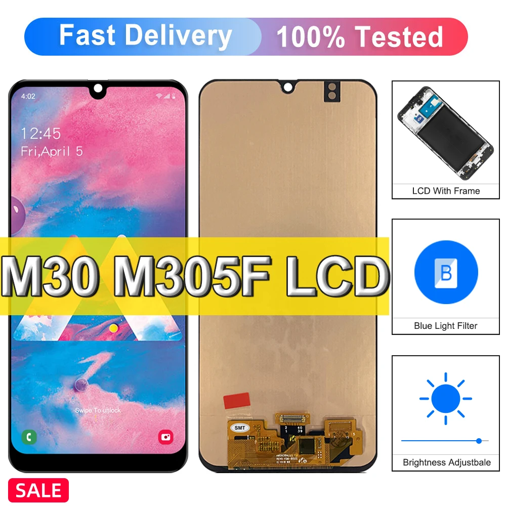 

ЖК-дисплей 6,4 дюйма Super AMOLED для Samsung Galaxy M30 M305F M305FN, дисплей с сенсорным экраном и дигитайзером, сменный ЖК-дисплей для Galaxy M30