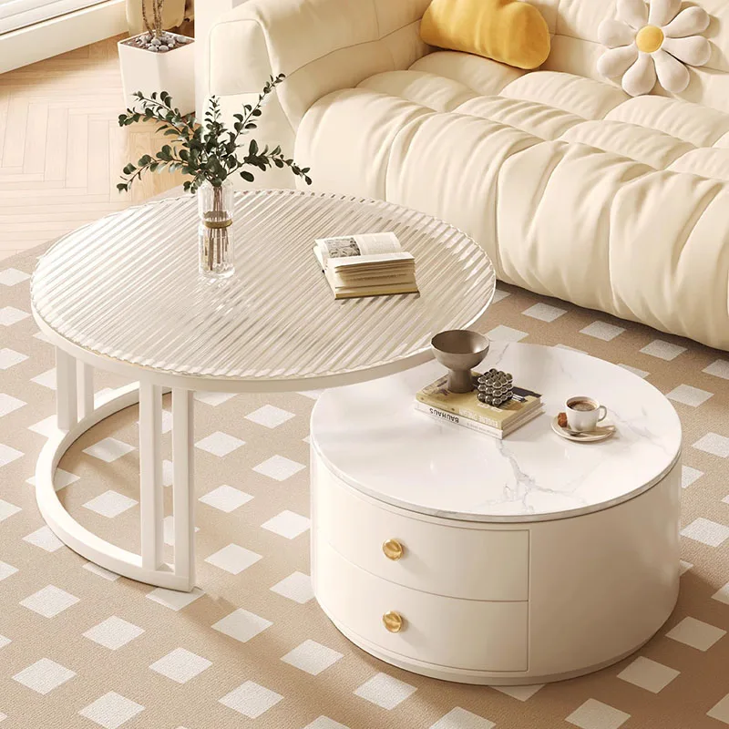 White Nordic Living Room Coffee Table Side Table Round Free Shipping Drawer Coffee Tables Round Modern Tisch Home Furniture