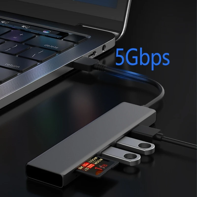 Y1UB Speed USB Hub 4 Port Adapter Easy to Carrying for Laptops & Desktops