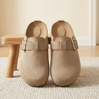Mules en daim à plateforme pour femme, avec boucle réglable, 2026, Chaussures de luxe pour femme, Sabots, Sandales d'intérieur et d'extérieur, Claquettes avec soutien de la voûte plantaire 4