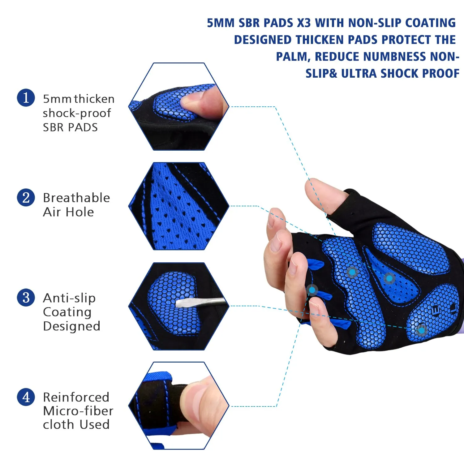 MOREOK Bike Gloves 5MM SBR Pads Mountain Bike Gloves Breathable Bicycle Gloves Non-slip Road Biking Cycling Gloves for Men Women 4