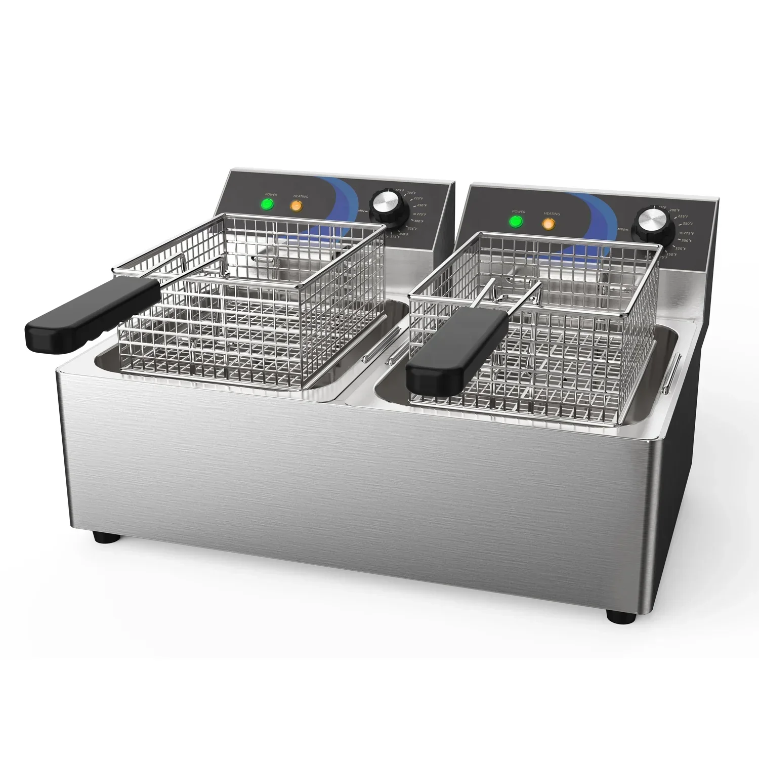 Commercial Electric Deep Fryer Dual Tank Stainless Steel Deep Fryer 2 Basket Countertop Fryers For Home Kitchen And Restaurant