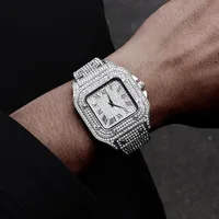Classic Luxury Business Men's Steel Strap Square Roman Scale Rhinestone Quartz Watch Lesiure Male Wristwatch Relogio Masculino 5