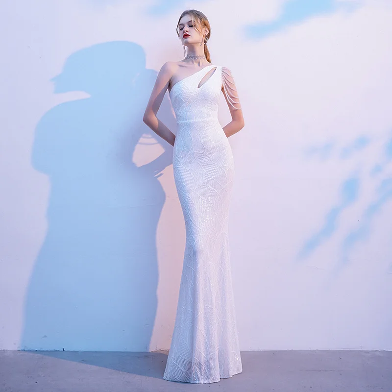 

White Evening Dress Women's 2023 Temperament, High Grade Design Sense, High Definition, Light Luxury, Small Number, High End