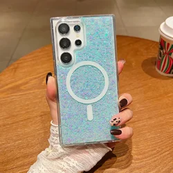 Bling Glitter Shockproof Hard Back Phone Case with MagSafe Technology for A25 (SKY BLUE)