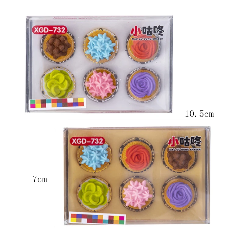 6 개/몫 지우개 kawaii 지우개 어린이를위한 고무 학교 지우개 그리기 연필 지우개 편지지 꽃 케이크