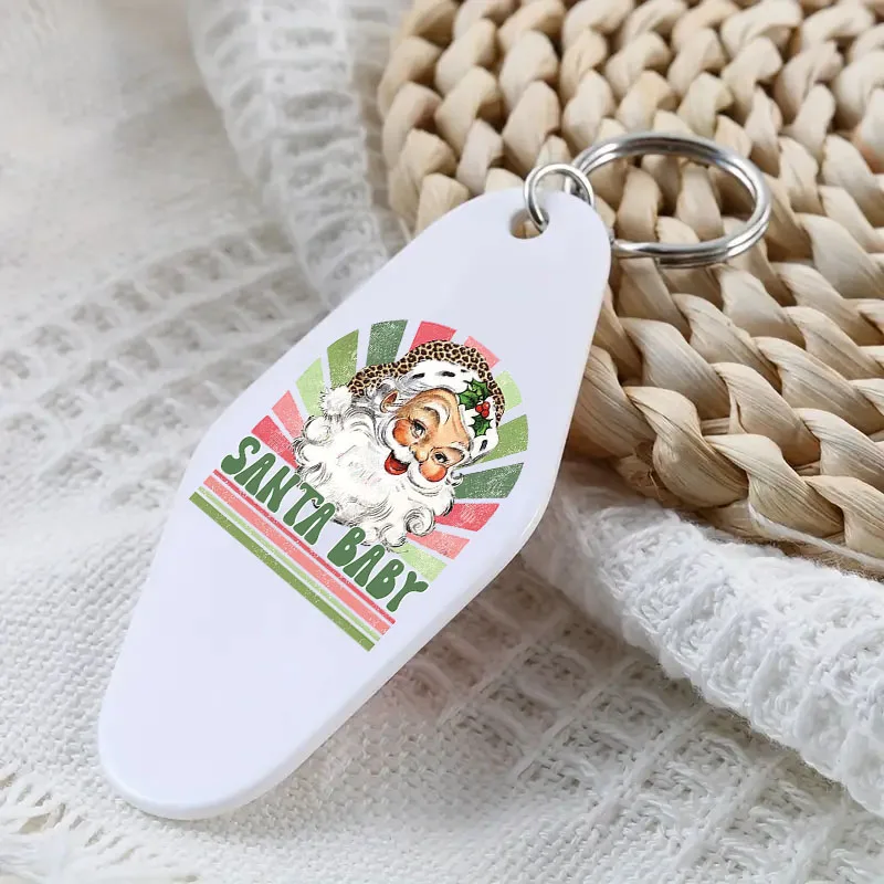 5PCS UV DTF Motel KeyChain Decals UV DTF Stickers Transfers Print Bundle For Hotel KeyChains Decoration