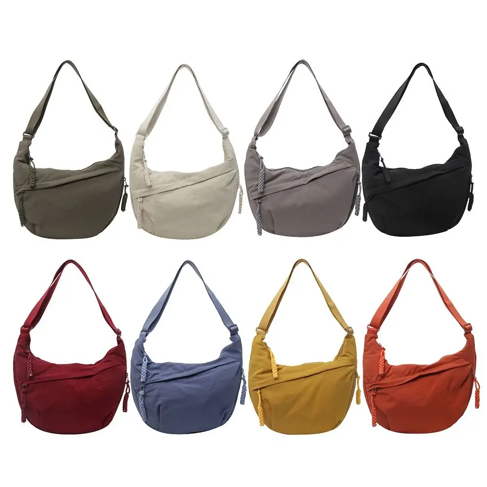 New Canvas Crossbody Bags Large Capacity Korean Simplified Sports Hobos Bag Lightweight Solid Color Shoulder Bag Women