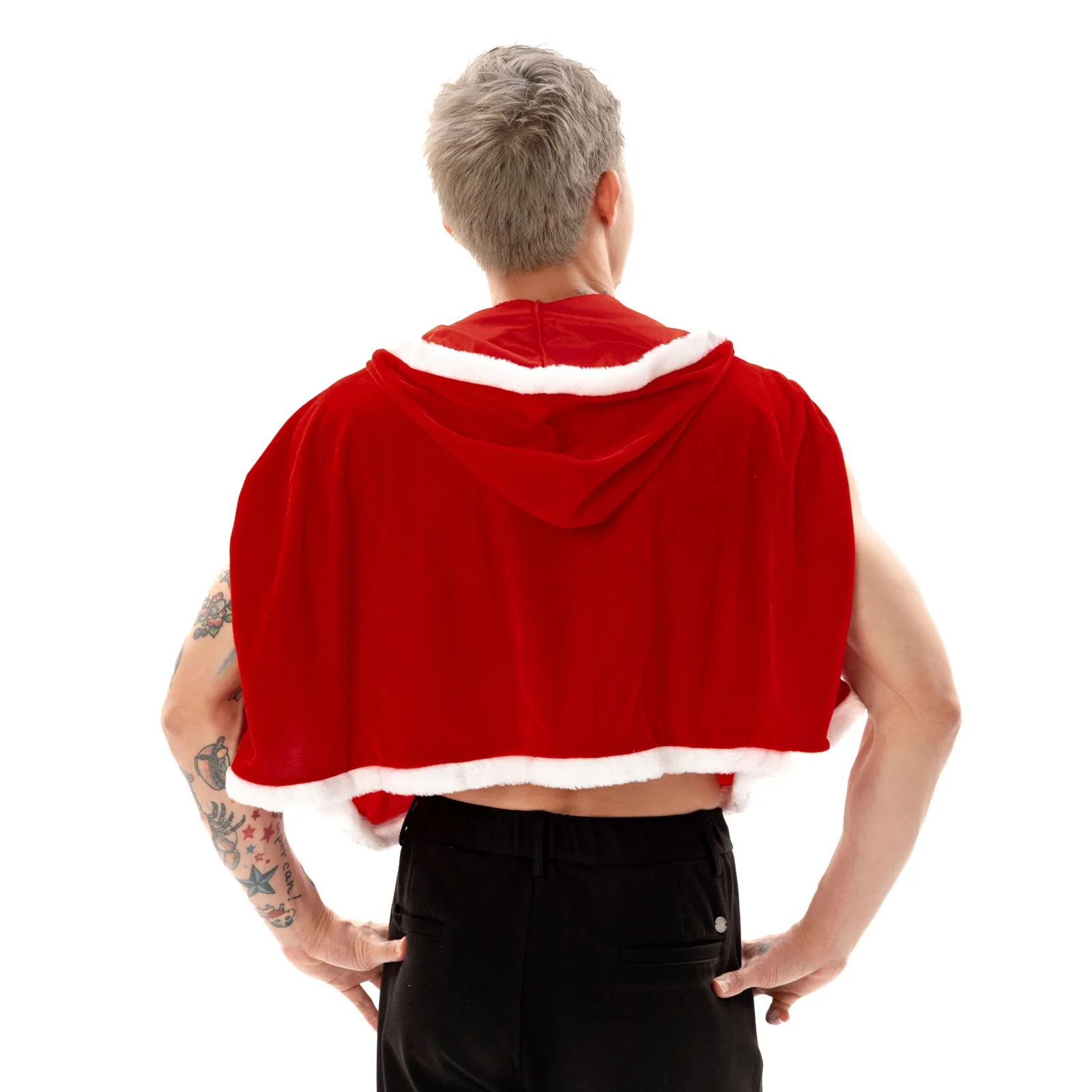 Weihnachten Samt Santa Schal Cape Sexy Kulturen Tops Weste Tanks Mit Kapuze Mantel Mit Hut Weihnachten Kostüm Cosplay Flusen Kleidung Neue Jahr – Detail 4