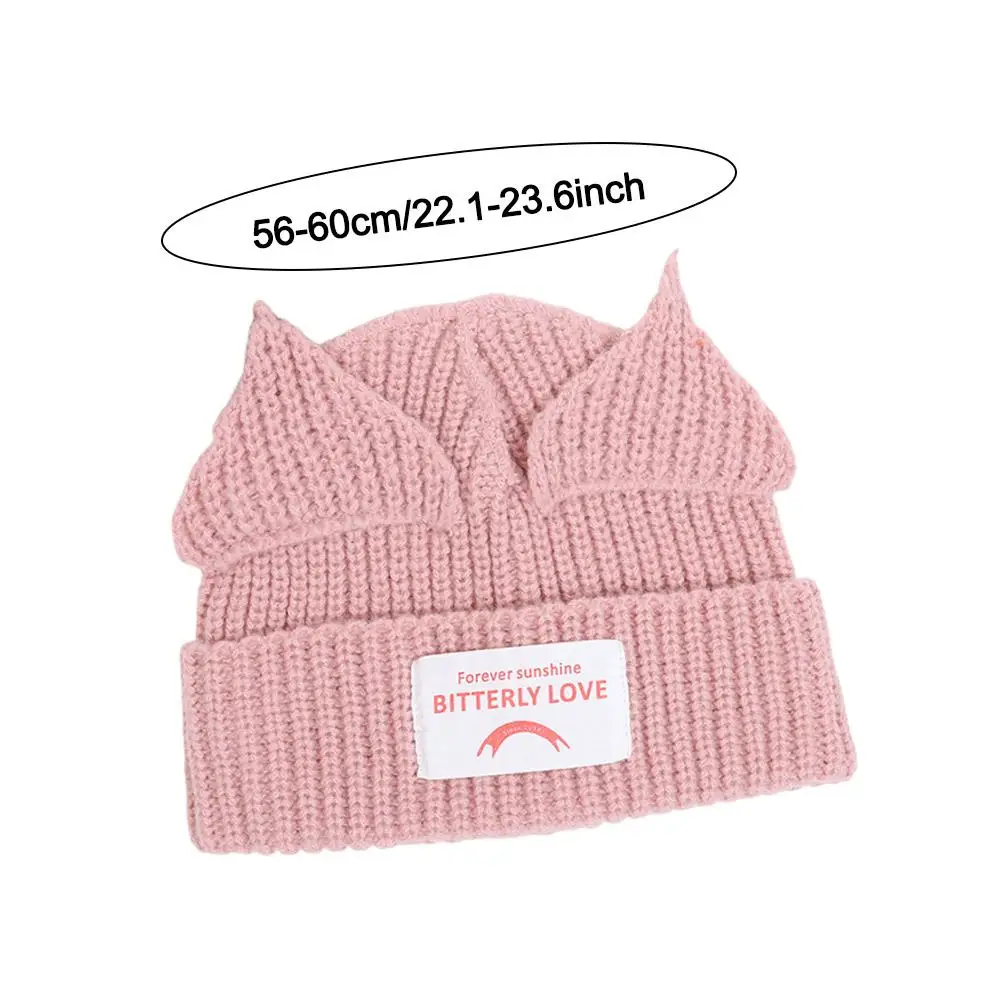 Fashion Double-layer Loverboy Cat Ear Knit Hat Warm Niche Design Pig Ear Woolen Hat Soft Thicke Warm Cap Autumn and Winter 6