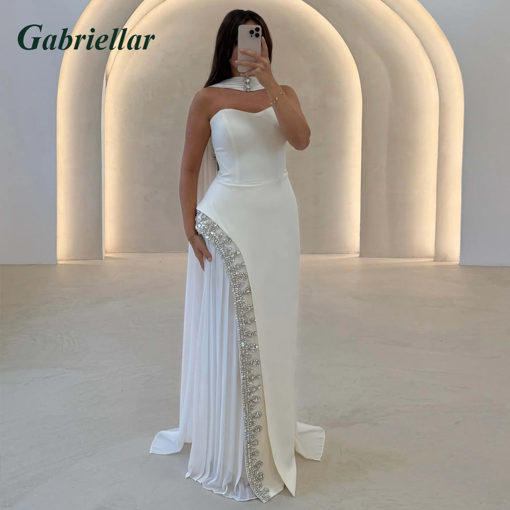 Gabriellar classique sans manches robe De célébrité koweït strass formelle fête Maxi robe pour les femmes robes De Fiesta personnalisé