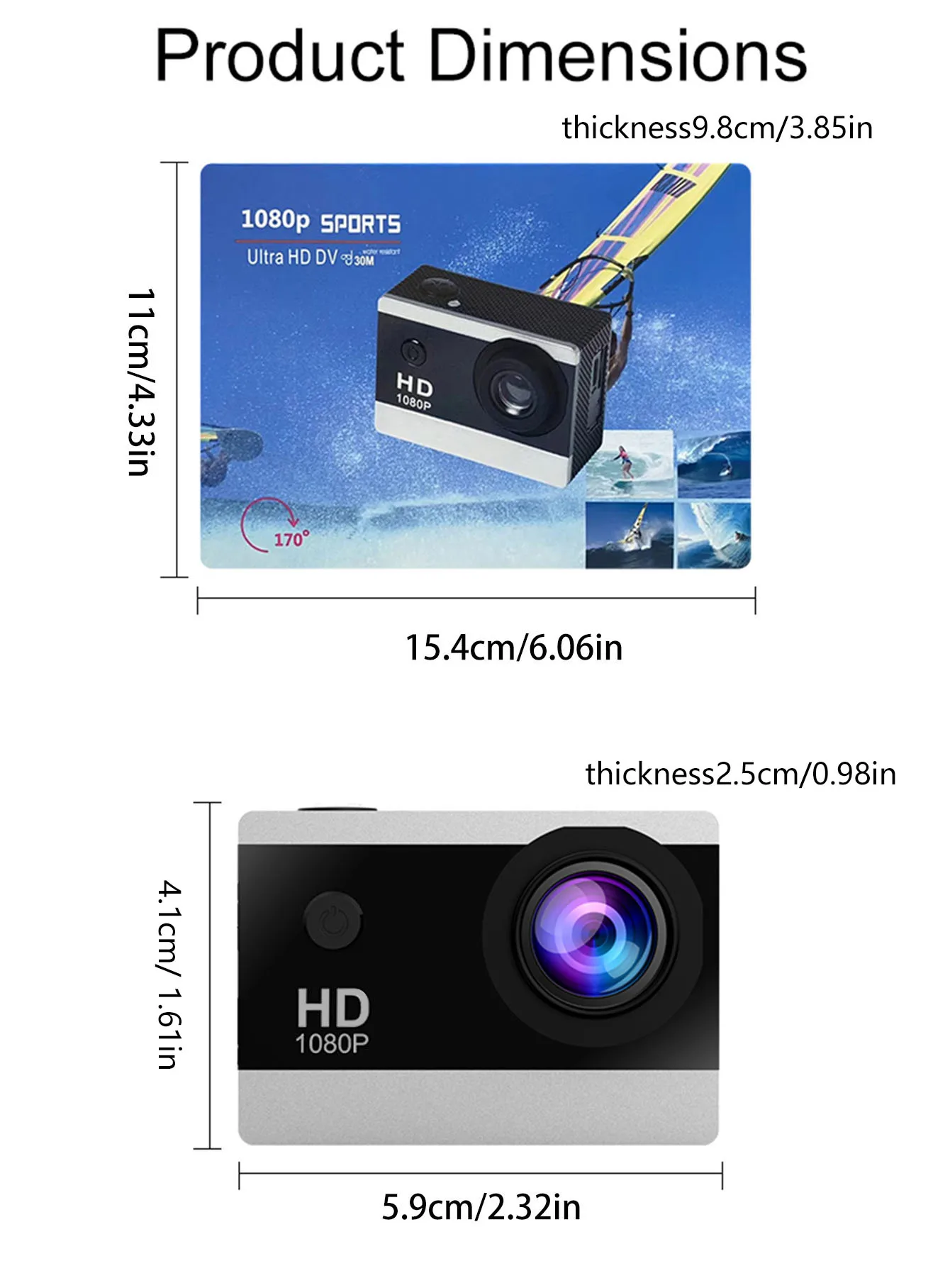 Outdoor sports camera, 170° wide Angle lens 1080P ultra HD pixels, bicycle recorder, ultra long life, HD recording camera 5