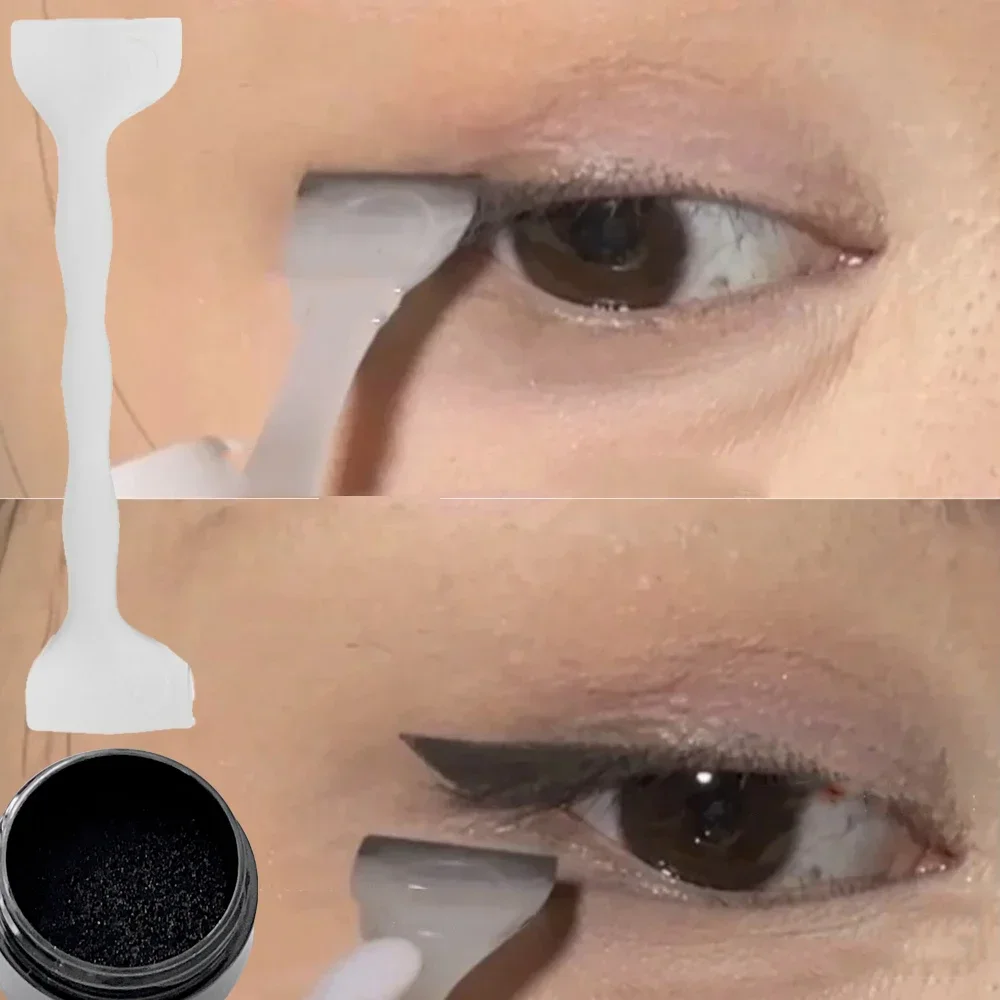 Eyeliner Stencil Tool Waterproof Simple Eyeliner Stamp Long Lasting Double-ended Eyelash Template with Ink Paste Black For Beginners