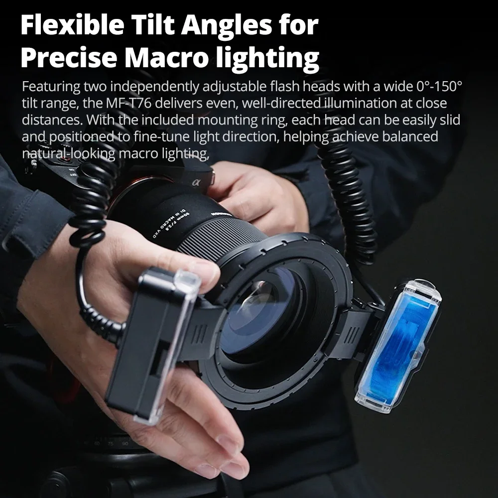 Godox MF-T76 TTL 매크로 트윈 플래시 듀얼 헤드 스피드라이트 HSS 1.2초 재활용 Godox X 시스템 (캐논, 니콘, 용)