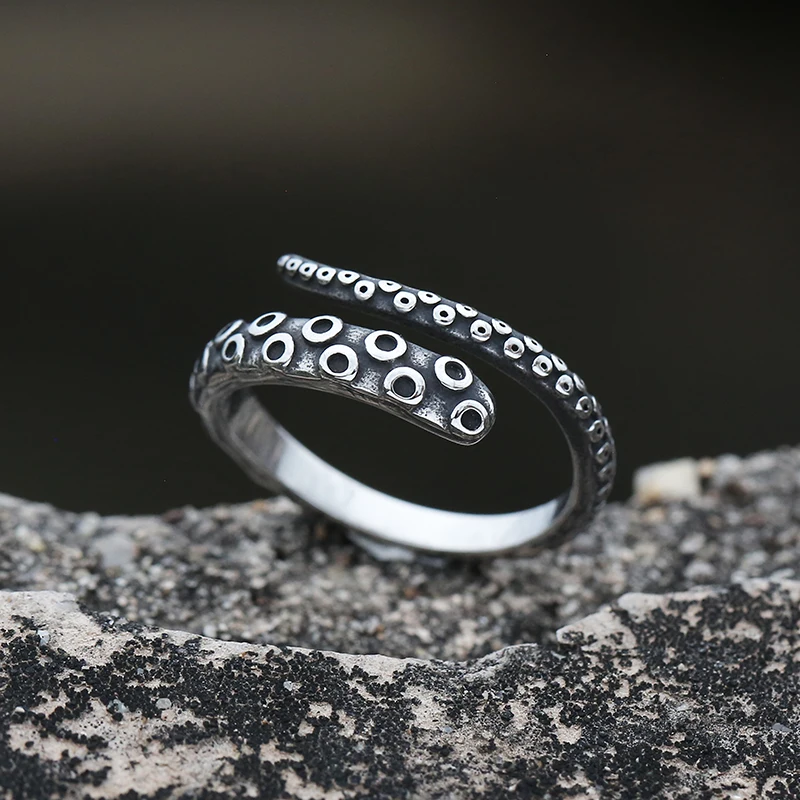Fashion Men Rings Retro Colour Stainless Steel Vintage Octopus Style Irregular Pattern Trendy Accessories For Man Women Gift 5