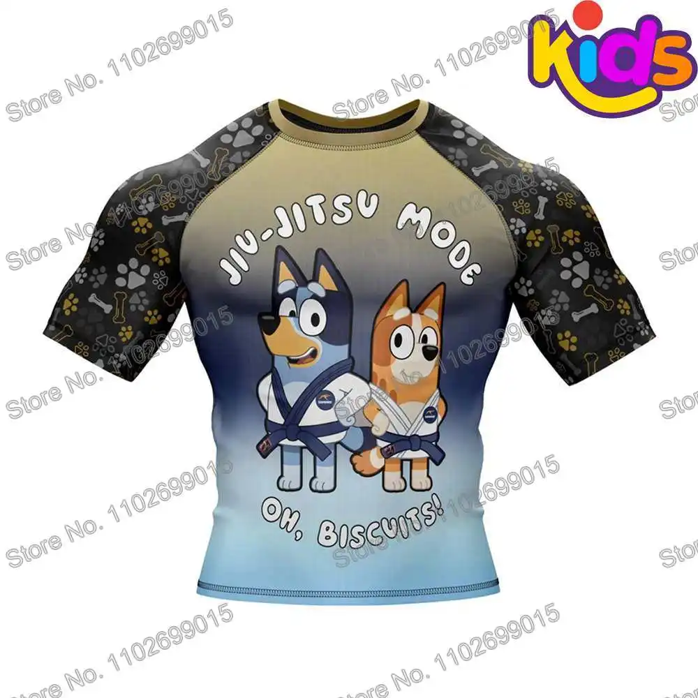 Kids Heeler Rollers Surf Clothing BJJ MMA Boys Rash Guard Short Sleeve Diving T-Shirt Tight Swimwear Summer Floatsuit Girls Tops