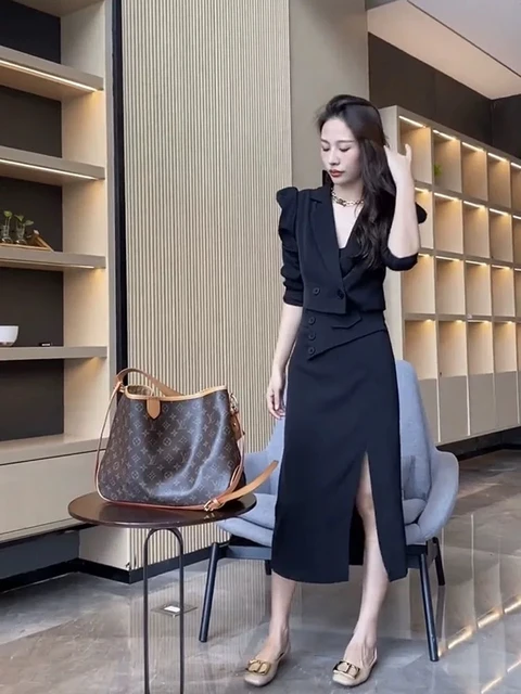 Office Lady Commute Skirt Suits Summer Women Short Sleeve Blazers