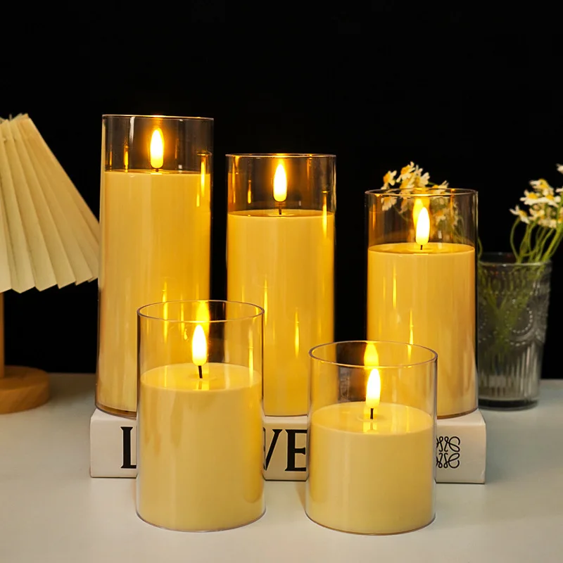 LED عديمة اللهب الشموع الكهربائية مصباح الاكريليك...