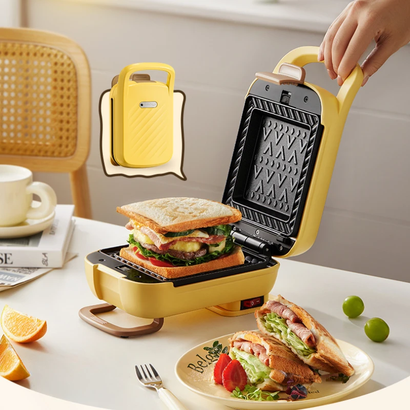 Thickened Sandwich Maker, Breakfast Grill with Adjustable Latches, Multi-function Toaster Oven Pancakes/Waffles, Press Machine