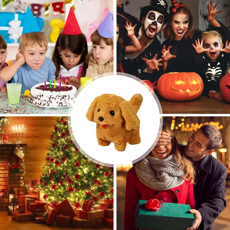 Barking Dog Toys For Kids Walking Dog Cat Plush Animal Barking Dog Companion Animal Electric Pets Battery Operated Tail Wagging 4