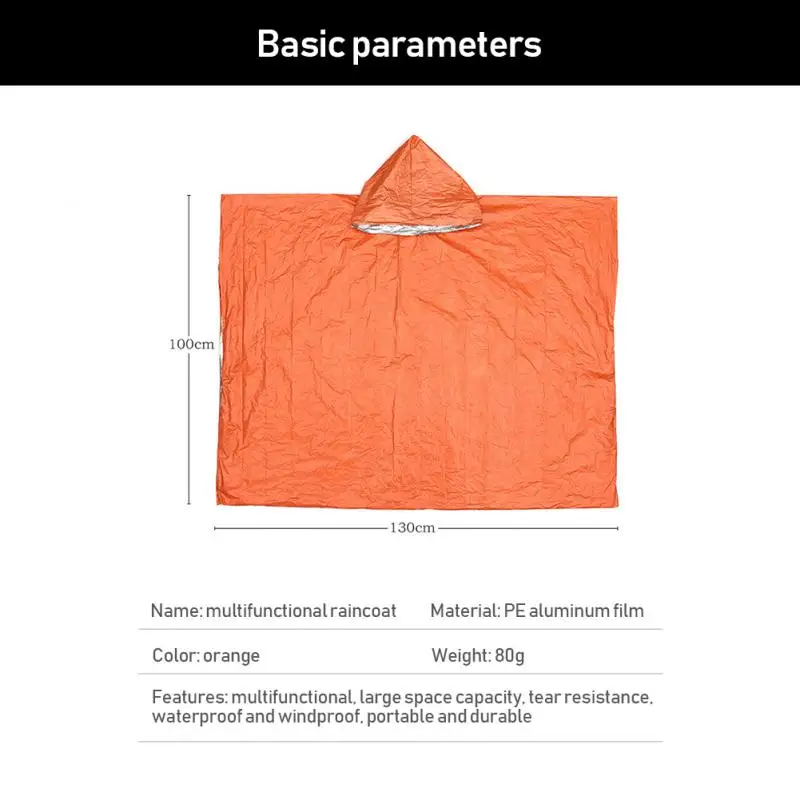 4Pcs Emergency Rain Poncho with Mylar Blanket Liner-Survival Blankets For Car-Heavy Duty, Waterproof Camping Equipment