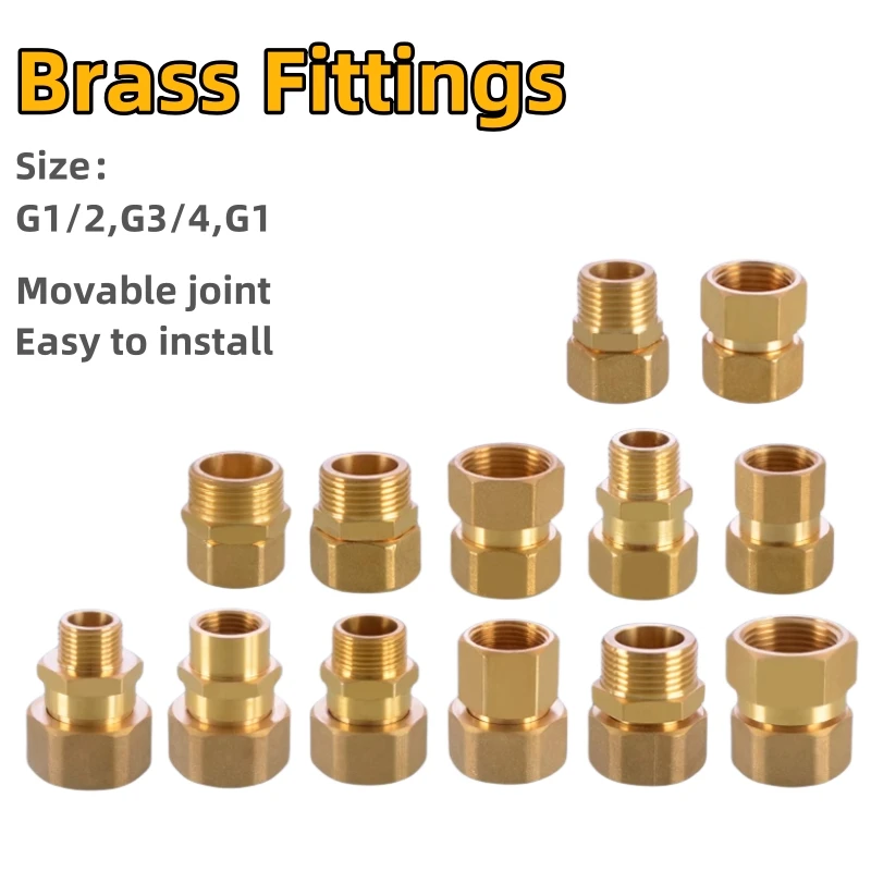 

Brass Double Male/Female Thread Union Joints 1/2" 3/4“ 1” Brass Fittings Mechanical Pneumatic Brass Copper Connector Accessories
