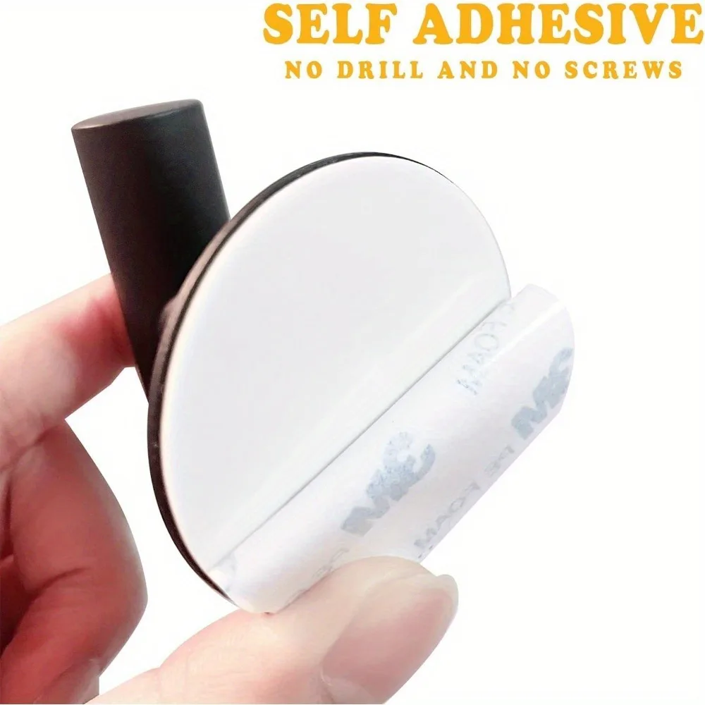 Matte Black Adhesive Wall Hooks 2 Packs, Heavy Duty Sticky Towel Hooks for Bathroom Kitchen Door
