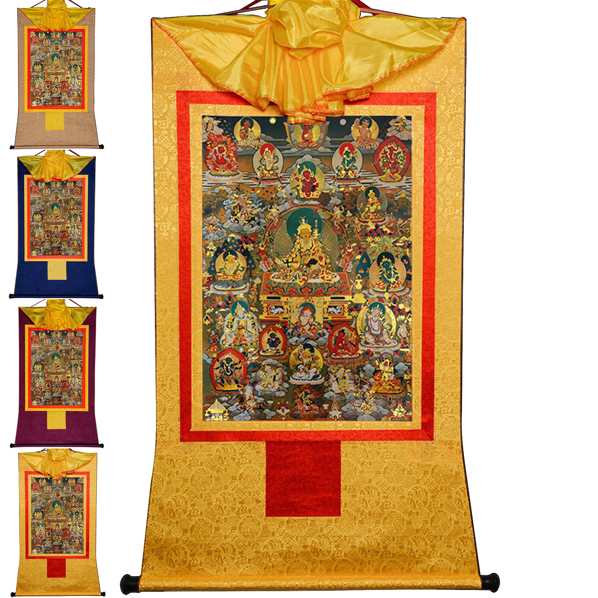 

Gandhanra Tibetan Thangka Wall Hanging,Guru Rinpoche in Pure Land,Elysium,Tangka Tapestry for Zen Home Decor Meditation