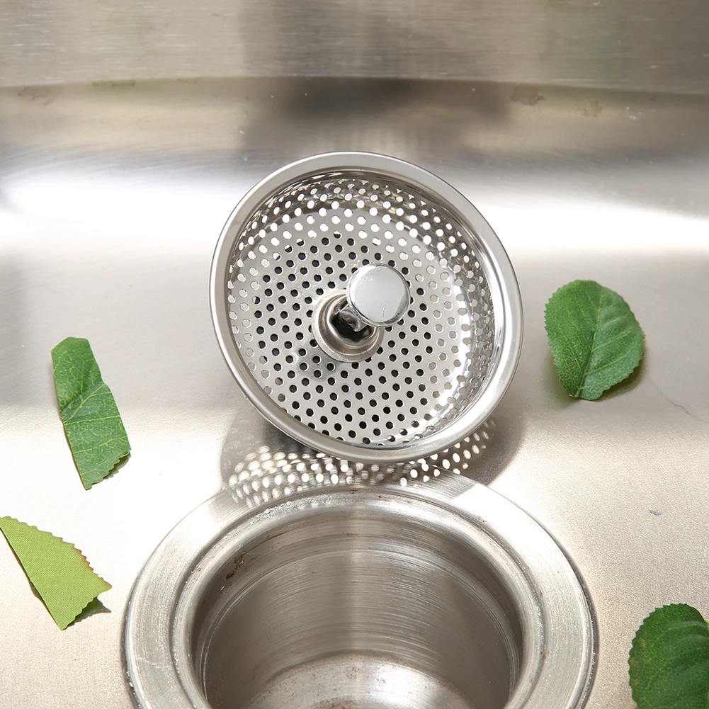 Stainless Steel Basin Drainer Full Hole Sink Food Catcher Basket Bathtub Drain Strainer for Intercept Hair Food