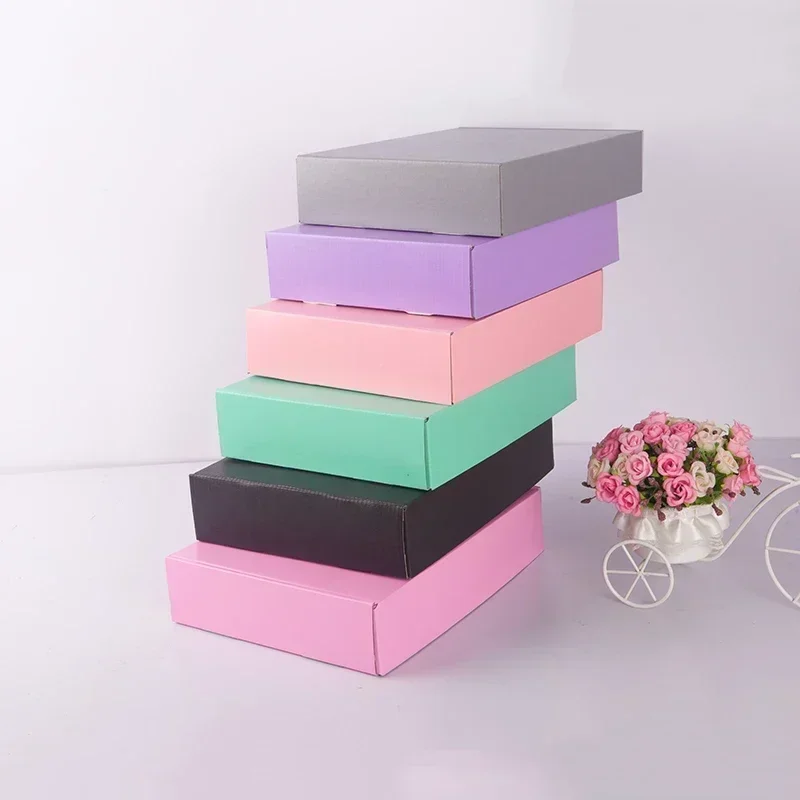 비즈니스 컬러 종이 판지 상자, 의류 및 선물용 배송 판지, 블랙, 그레이, 핑크, 로트당 5 개
