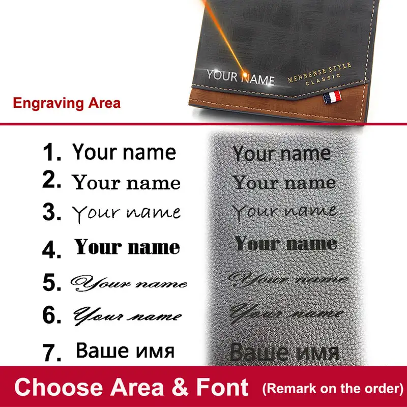 Free Name Engraving Men Wallets Slim Coin Pocket Photo Holder New Short Small Male Wallet Card Holder Frosted Leather Men Purses - Image 6