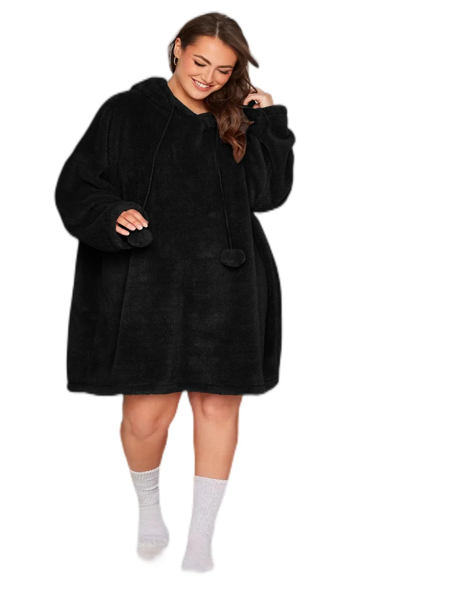 Plus Size Elegant Fashion Spring Autumn Long Sleeve Teddy Hoodie