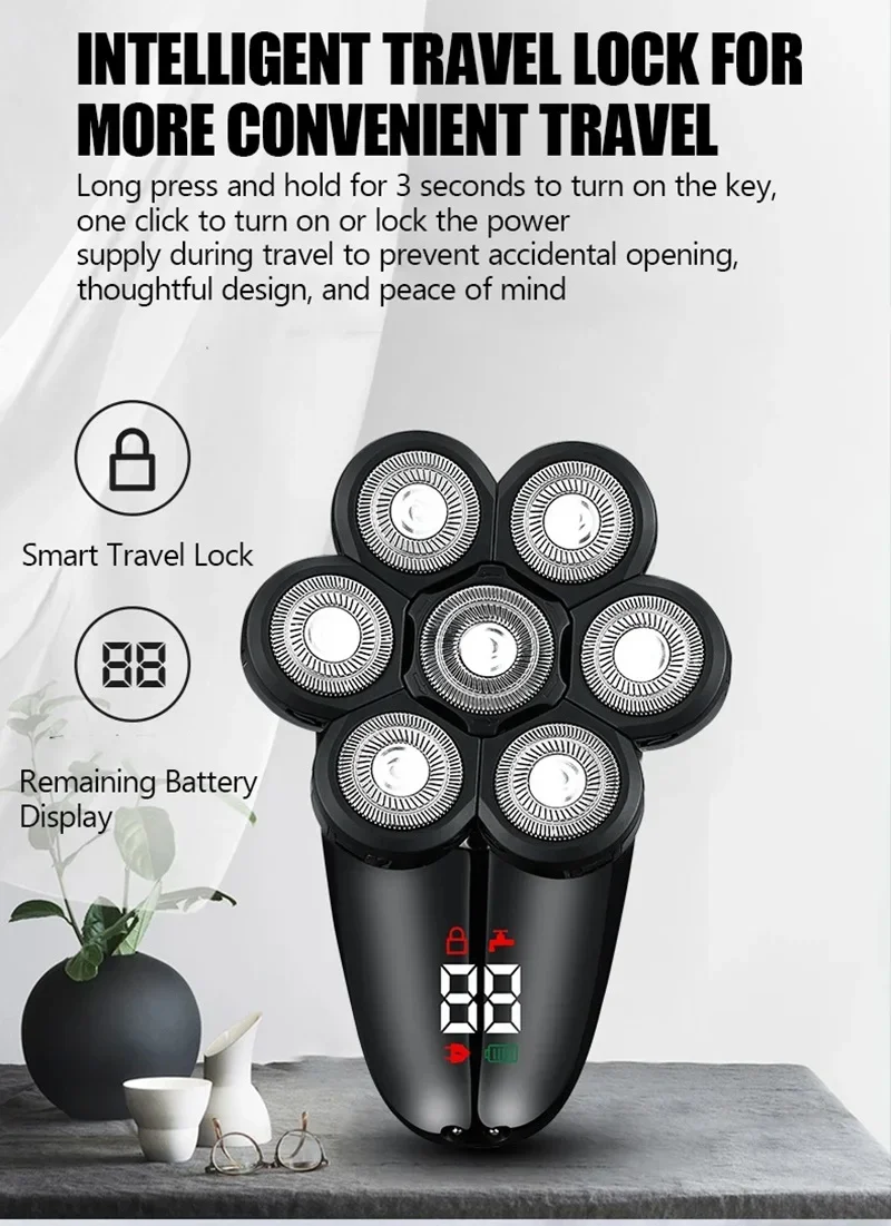 Electric Shaver For Men 5-in-1 Rechargeable Beard Trimmer Head_voghion.com