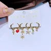 MIGGA 6pcs Mix and Match Huggie Earrings Set Gold Color Zircon Heart Flower Dangle Earrings for Women 2